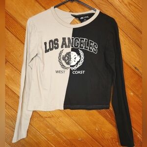 On Fire Los Angeles black and tan split color open back small shirt